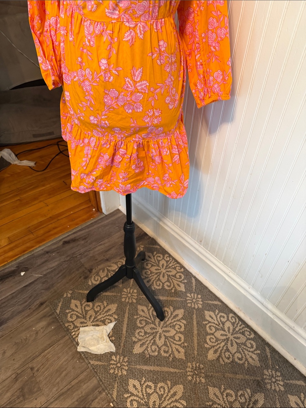 J. Crew Orange Tunic with Pink Floral Print